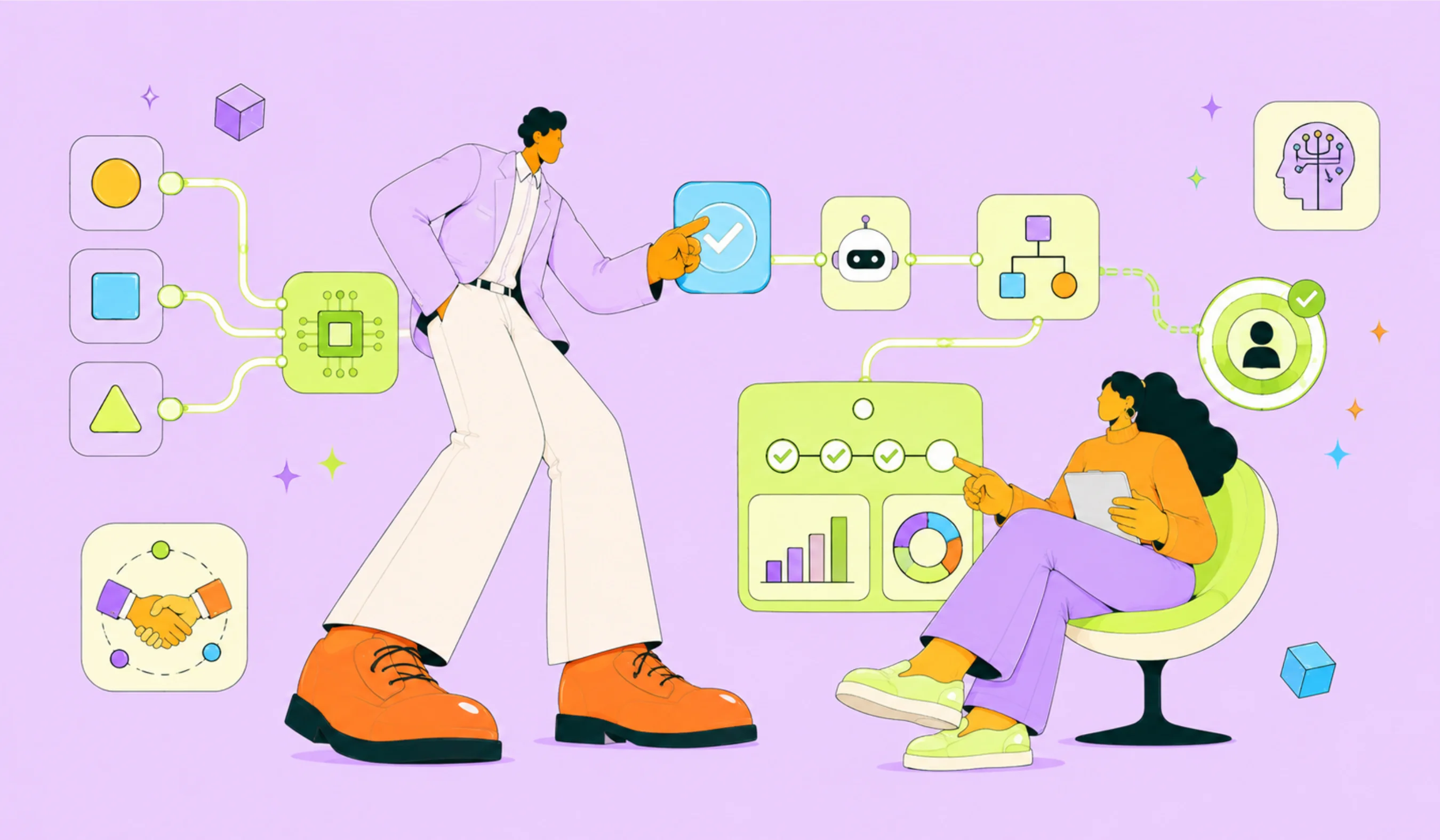 Human-in-the-loop AI automation showing automated tasks and human business
